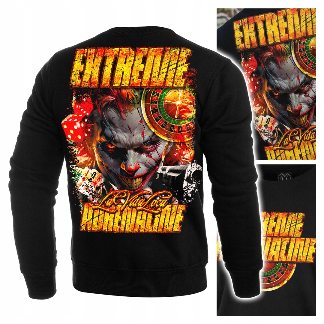 Pánská mikina Extreme Adrenaline Joker La Vida Loca Hra Riziko Zábava XL