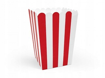 Pudełka na popcorn czerwone paski 6 szt