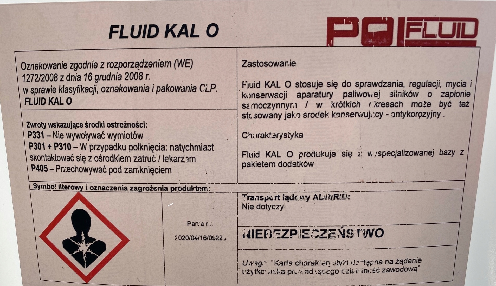 KALIBROL OLEJ PLYN PROBIERCZY 20 LITROW STOL EAN 8712418346862