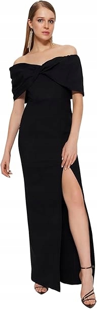 Trendyol Černé Šaty S Odhalenými Rameny A Rozepem 38 5AB