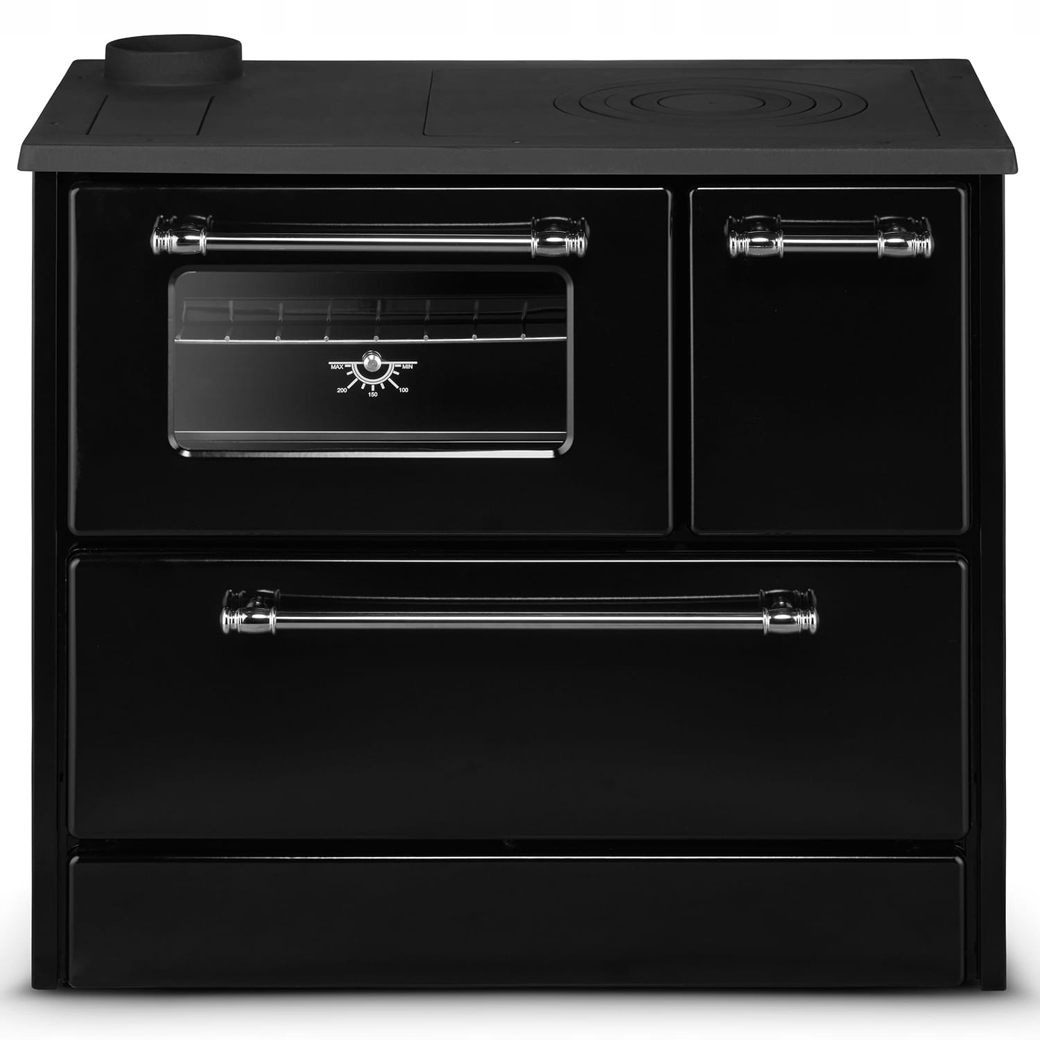 Kuchyně na dřevo kamna koza Co černá s vodním pláštěm 16 kW Levá