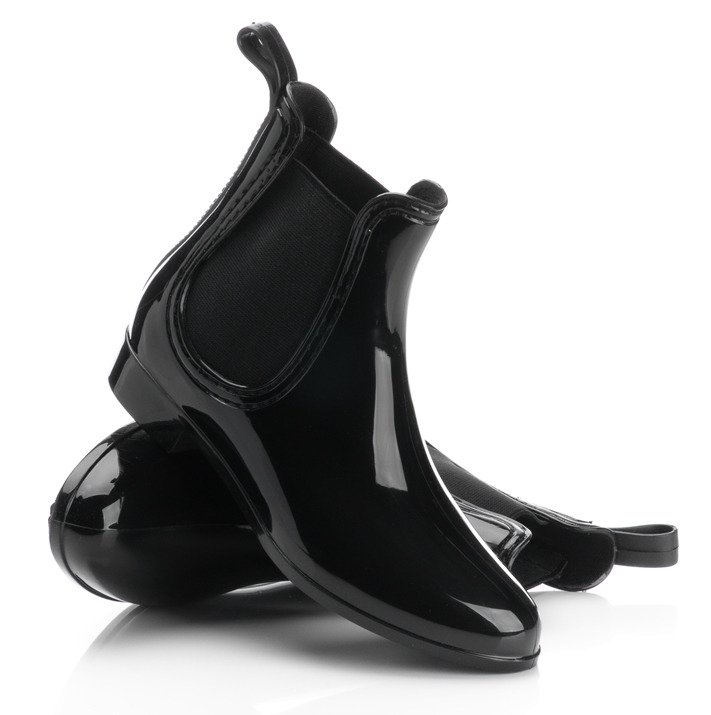 1726 KRÓTKIE KALOSZE LAKIEROWANE GUMA CZARNE 40 Rozmiar 40