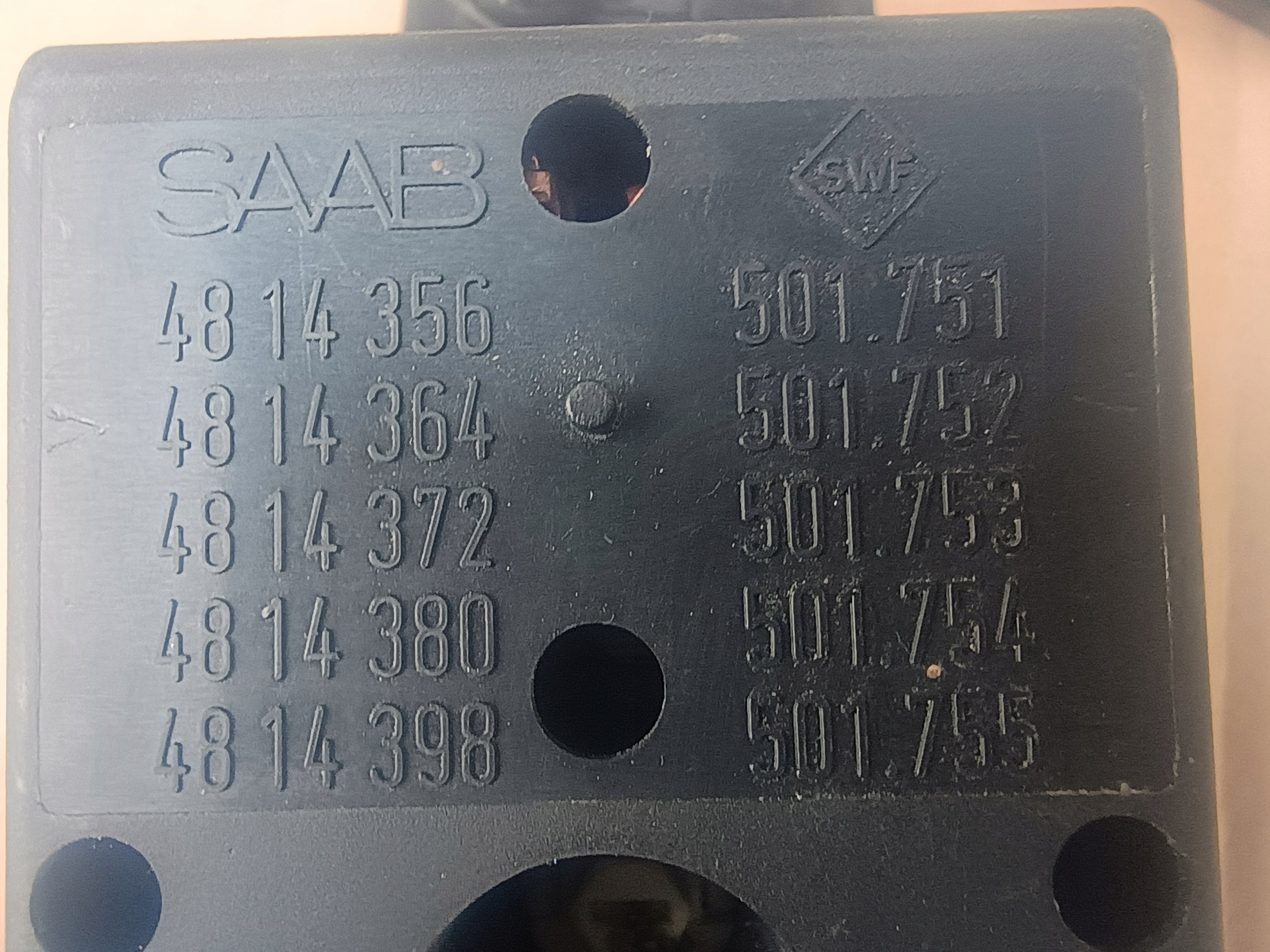 control panel of the window 4814356 SAAB 9-3