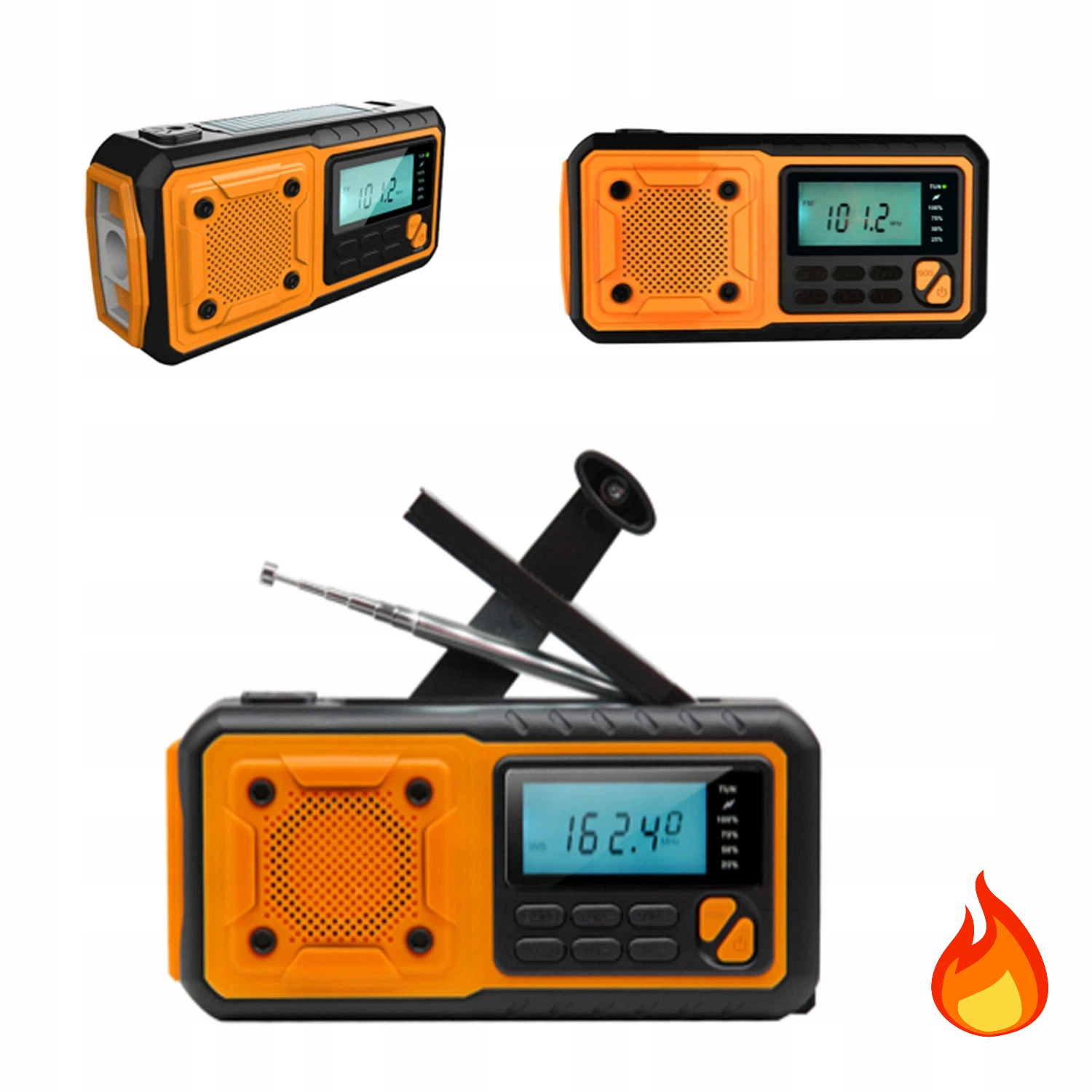 Solární Nouzové Rádio S Omáčkou A Powerbankou Pro Pěší Turistiku