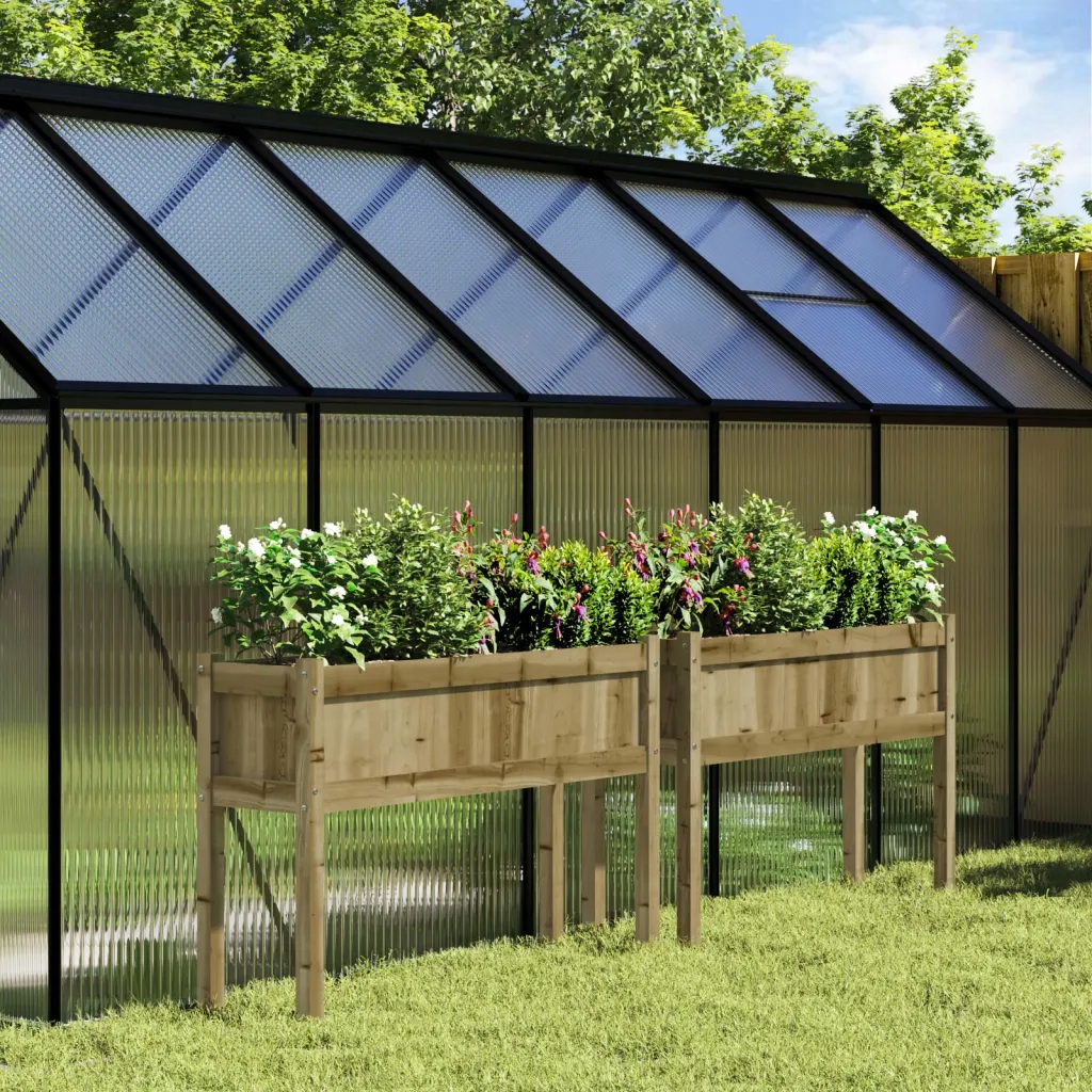 Zahradní truhlíky 2 ks s nohami impregnované borové dřevo Hnědá 837573