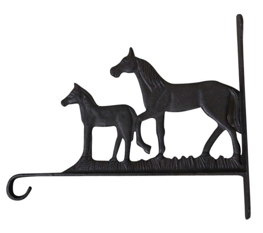 Venkovní Zahradní Věšák na lucerny Litinový černý Koně 30x26 cm
