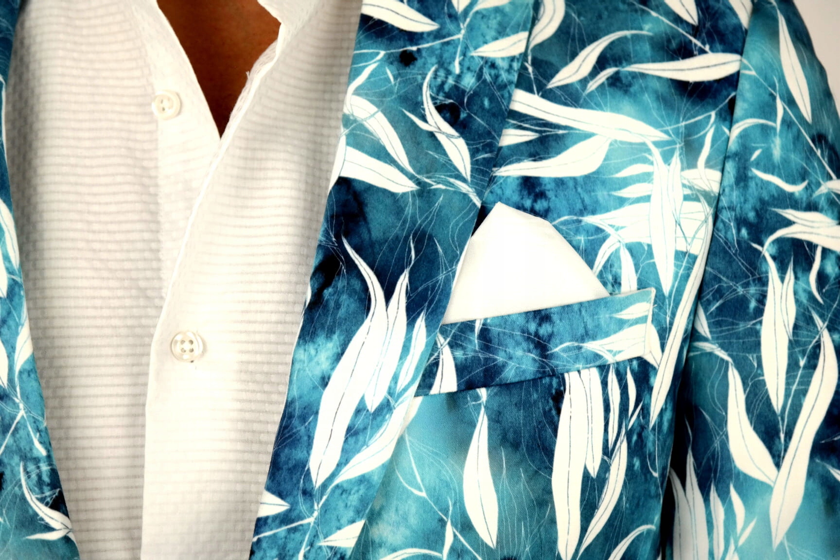 GIOVANNI PERA Marynarka męska D503 liście 46 XS Wzór dominujący inny wzór