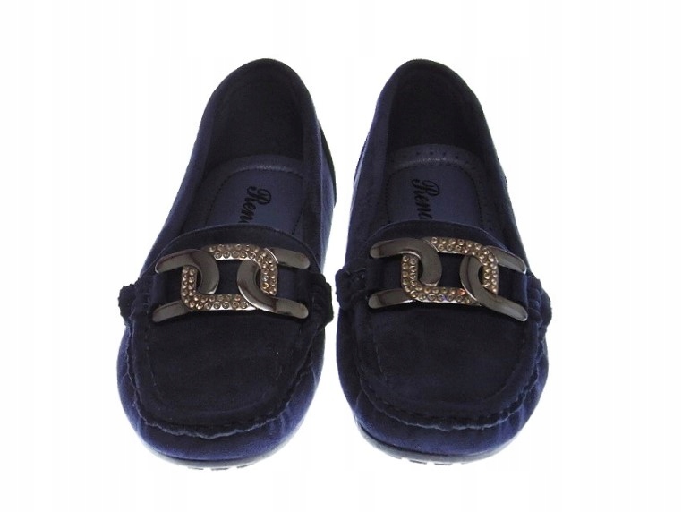 DAMSKIE ZAMSZOWE MOKASYNY Navy r.36 Długość wkładki 23 cm
