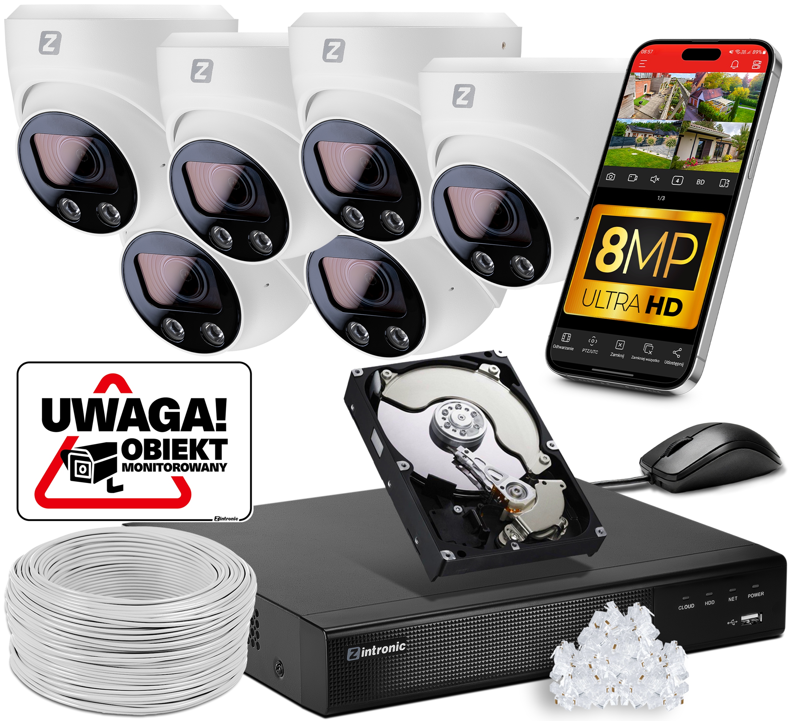 Sada 6 kamer pro Monitorování Ip Poe úložiště 8 MPx Ir zoom 30 m Ai detekce