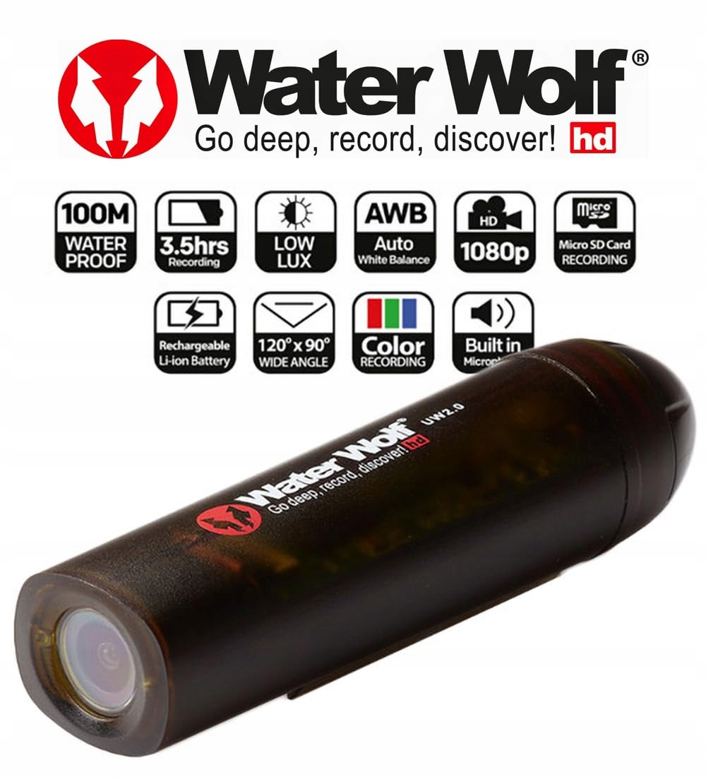 WATERWOLF 2.0 Kamera Podwodna WiFi Do Wędkowania 1080p HD 120° 100m — miniatura 2