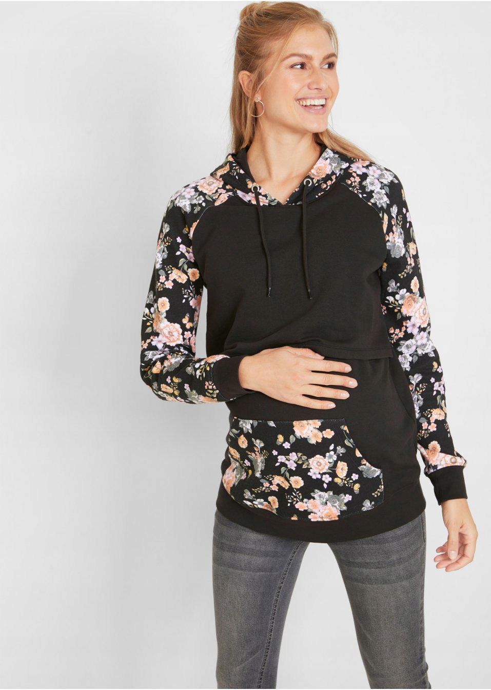 PRINT CIĄŻOWA BLUZA CZARNA 32/34 Płeć kobieta