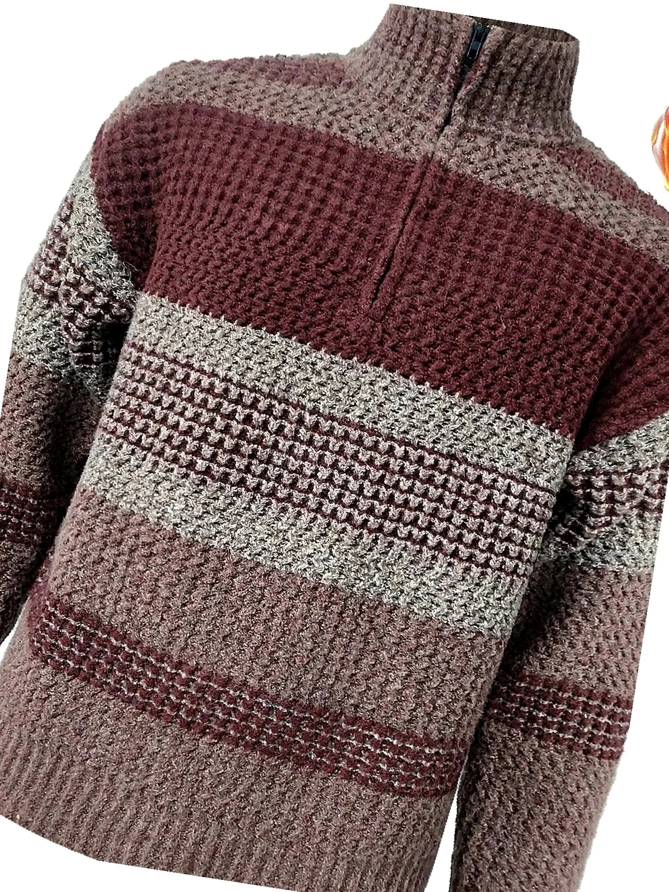 Zateplený svetr vícebarevný pánský na každý den s pruhy Se Stojáčkem M
