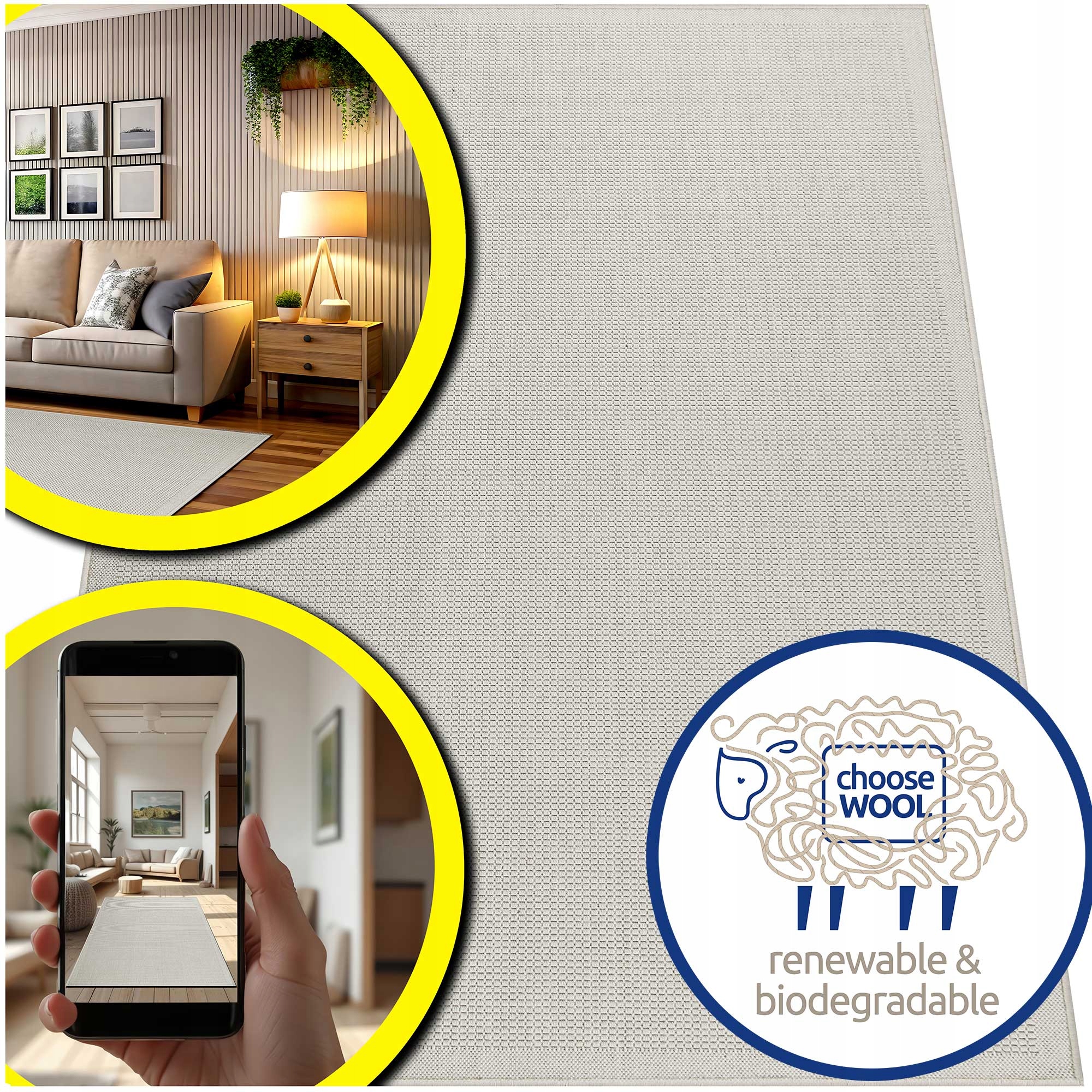 Koberec Vlněný Dune Boho Šedý Béžový Do Obývacího Pokoje Přírodní Elegance 60x110