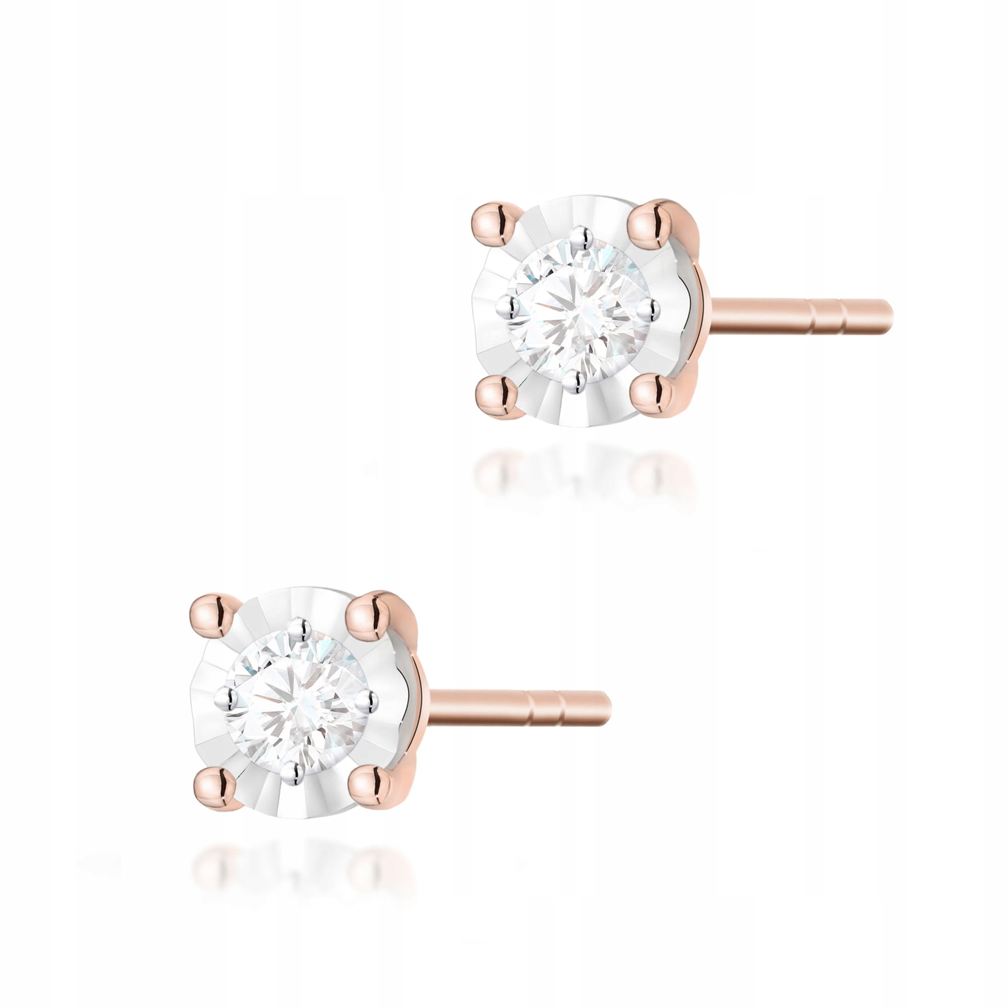 Dámské náušnice s diamanty 585 z růžového zlata, módní dárek 14 karátů