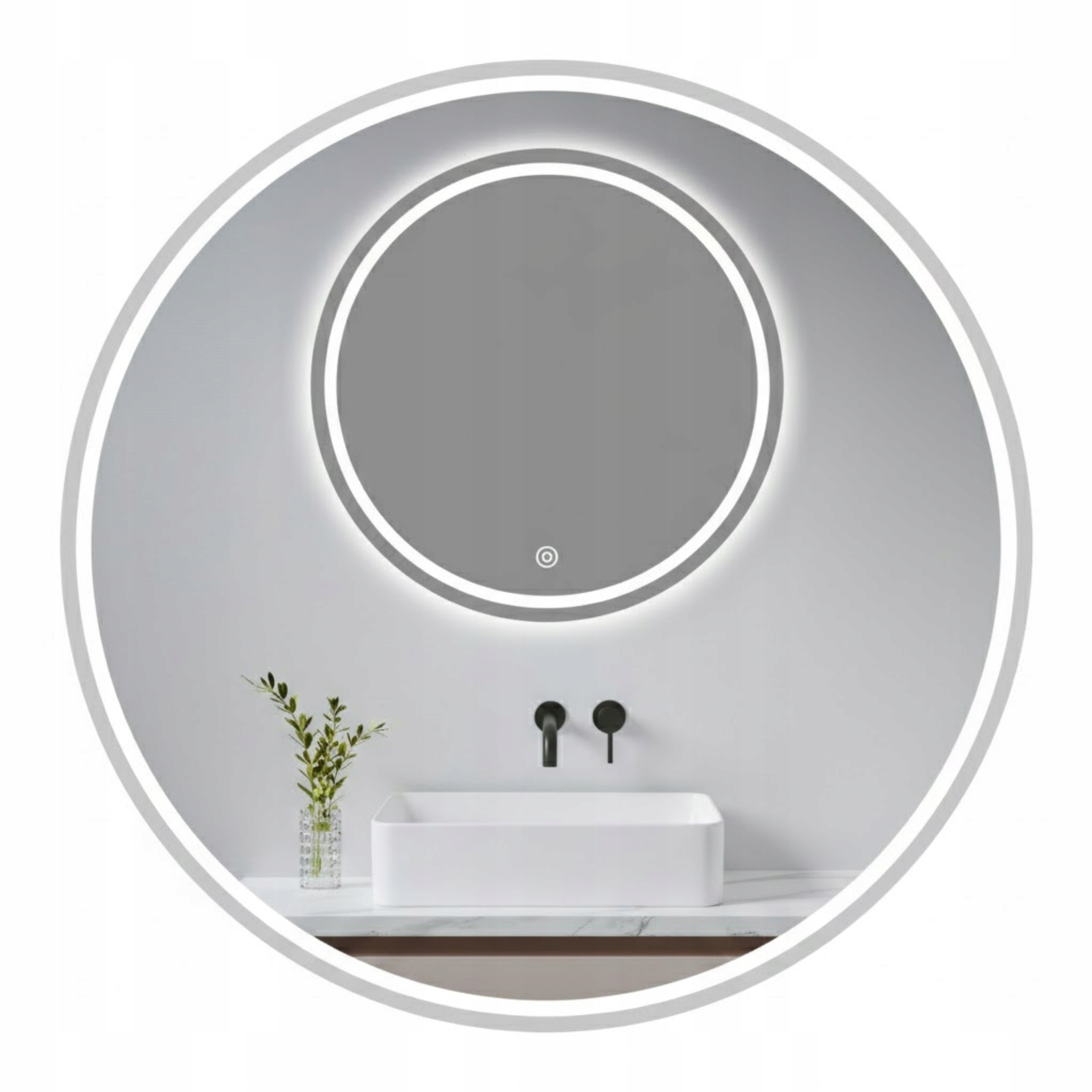 Aquauno Kruhové Zrkadlo S Led Osvetlením 60 cm Kúpeľňové Dotykové Protipara