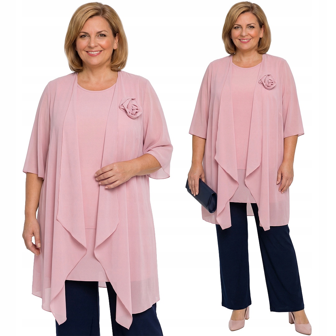 Světle růžová tunika s růží plus size velikost 64