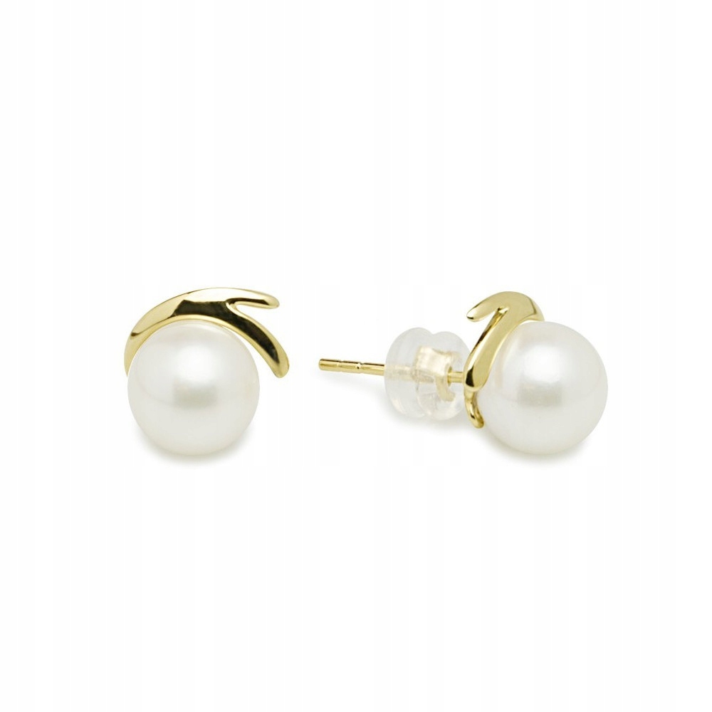 Zlaté Ozdobné Náušnice S Mořskou Perlou Akoya