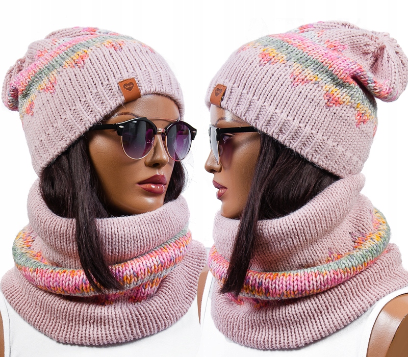 

Ciepły Komplet Czapka Beanie + Komin szalik Kolory