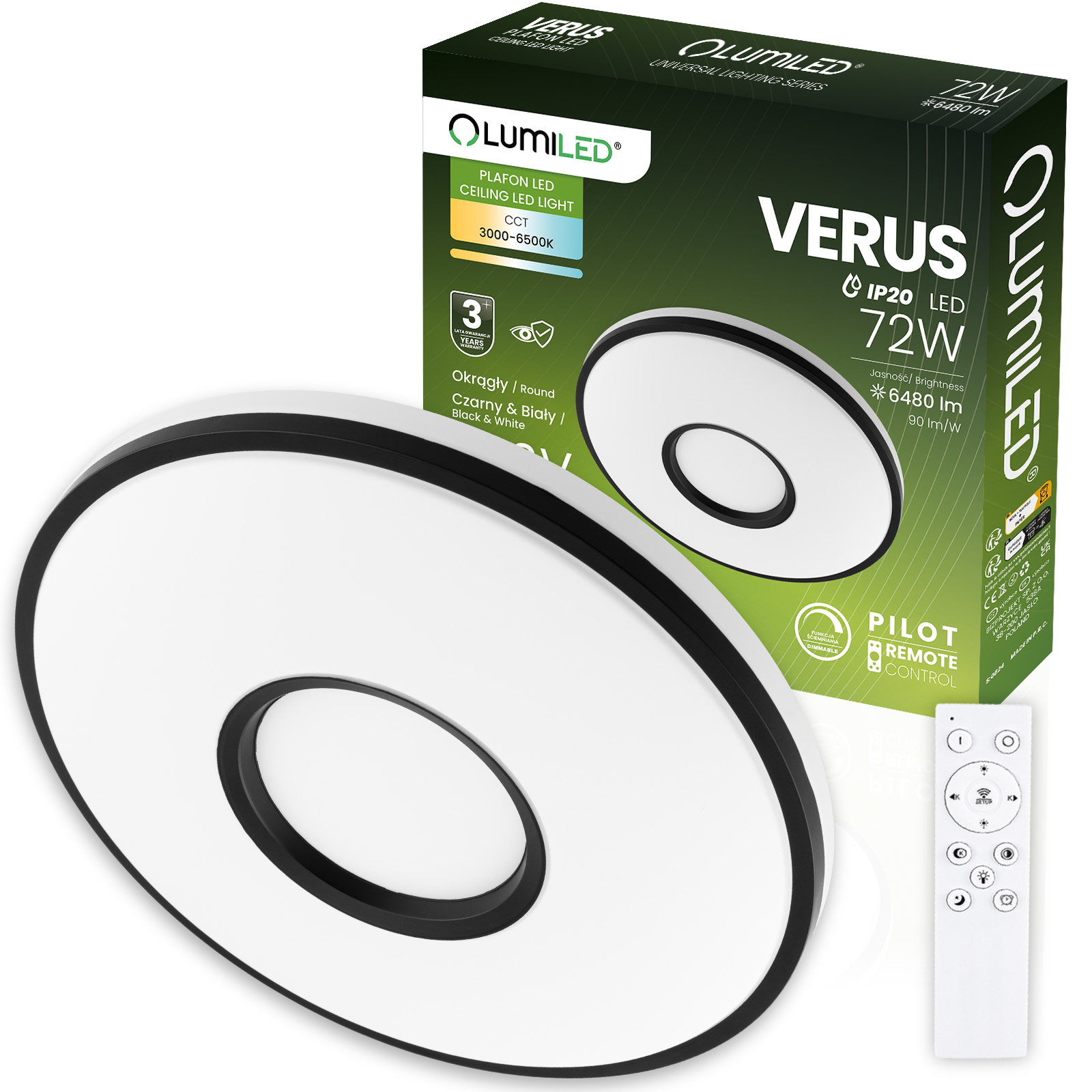 Stropní Svítidlo Led Panel Nástěnný Kulatý Stropní Svítidlo Svítidlo 72W Cct Dálkový Ovladač
