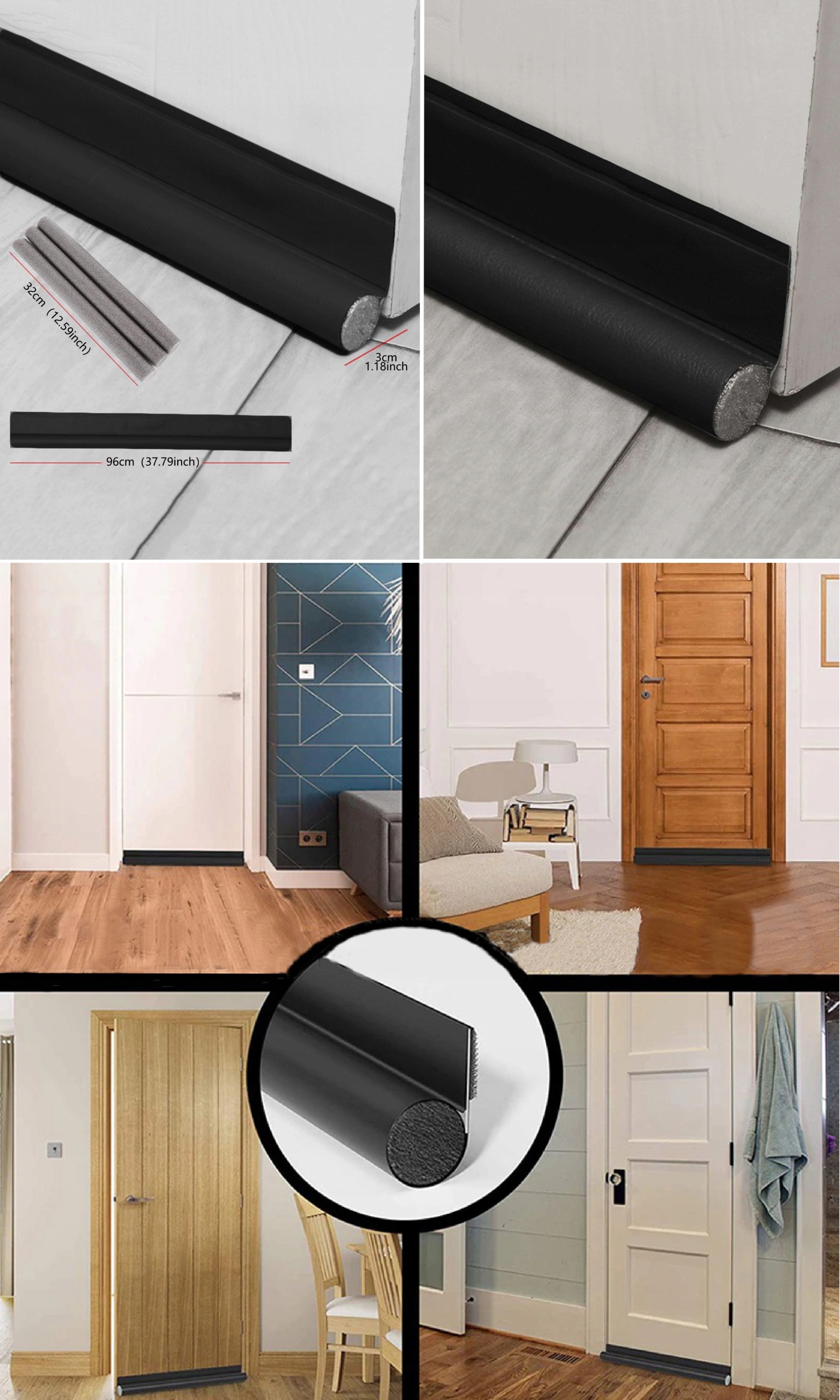 LISTWA USZCZELNIAJĄCA USZCZELKA DO DRZWI NA RZEP Kolor czarny