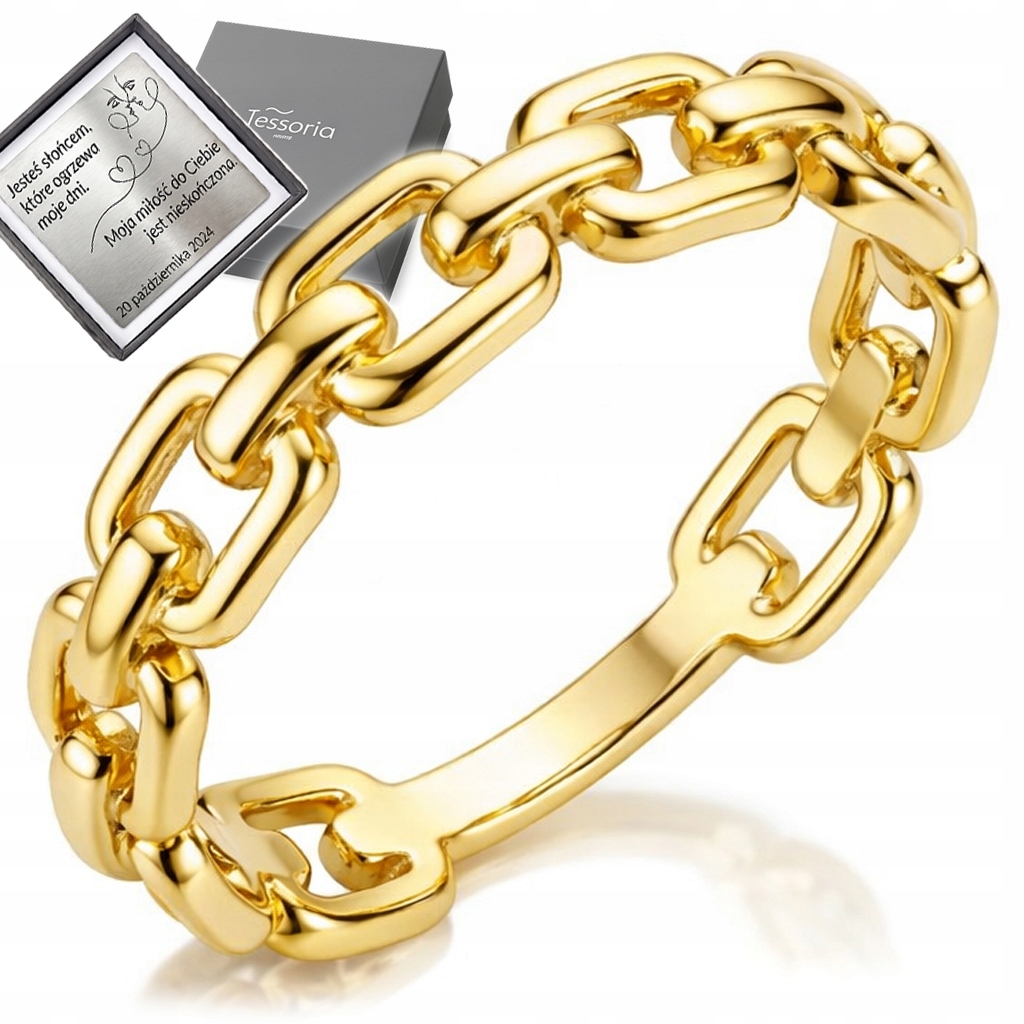 Zlatý prstýnek 14K 585 řetěz článkový chain ring elegantní velikost 13