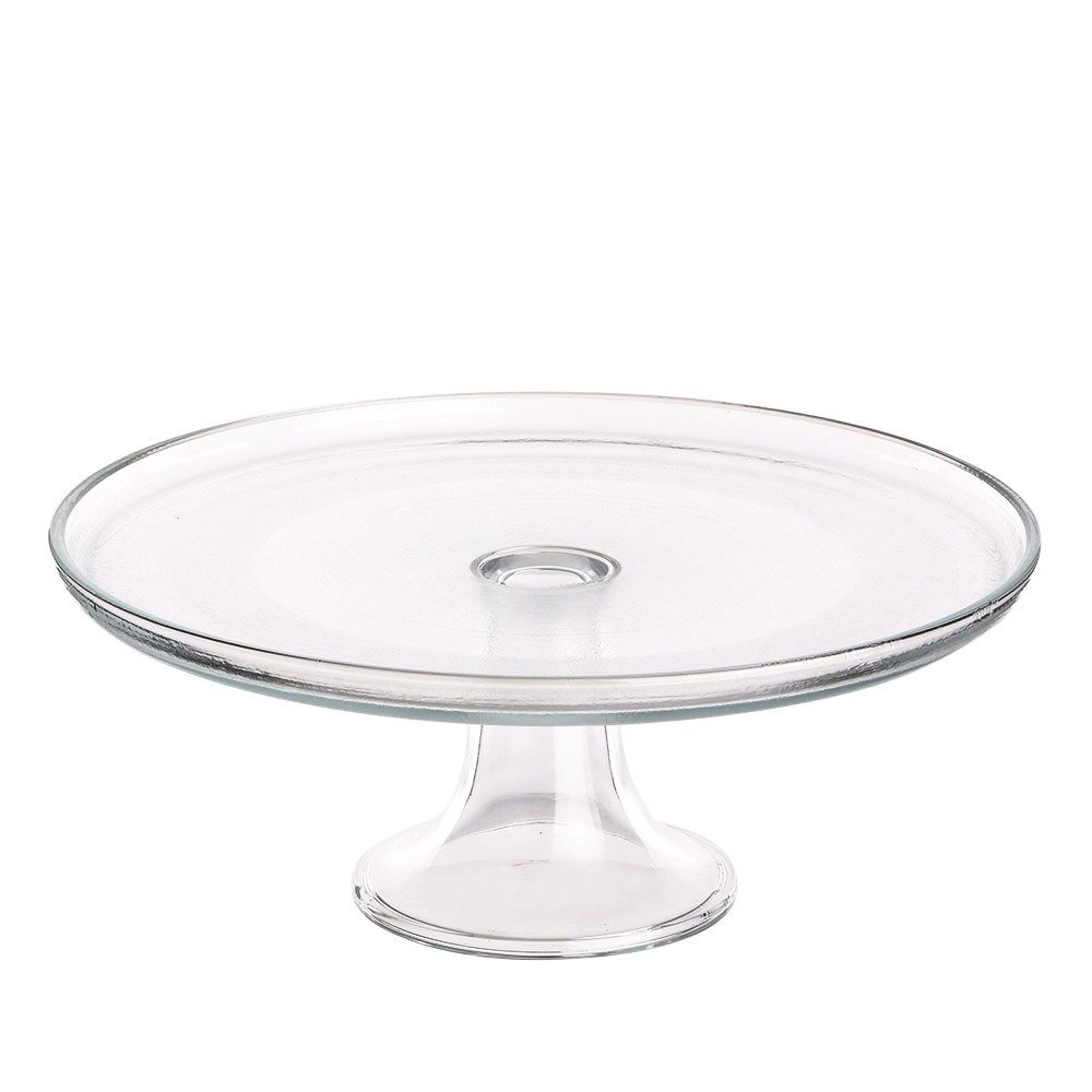 SZKLANA GŁADKA PATERA NA NODZE CIASTO CIASTKA MUFFINKI OWOCE PRZEŹROCZYSTA