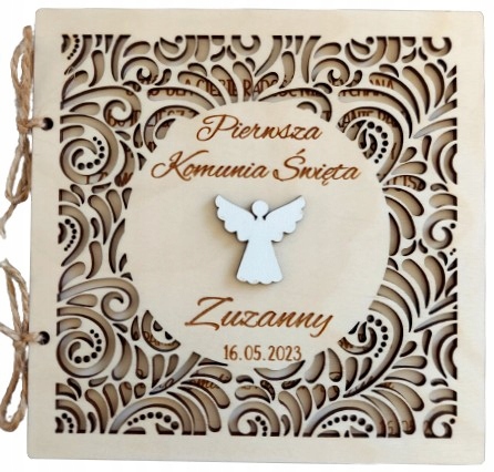 

Drewniana Kartka na Komunię Pamiątka Komunii Św