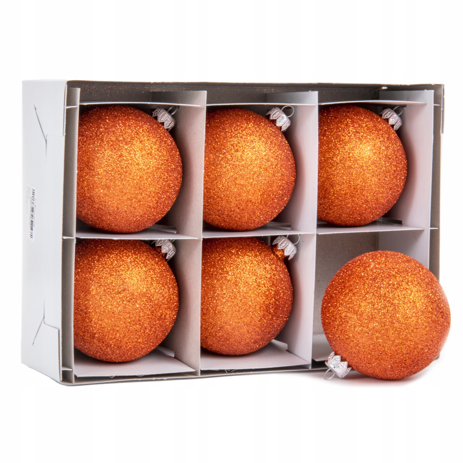 Oranžové skleněné vánoční baňky na stromeček 8 cm 6 ks