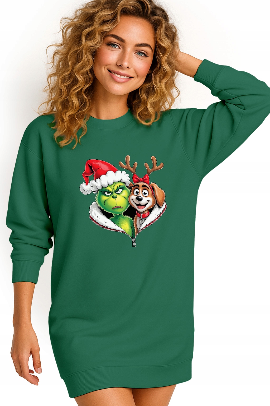 Mikina Vánoční Oversize Šaty Grinch Sob Dárek Vánoce XXL