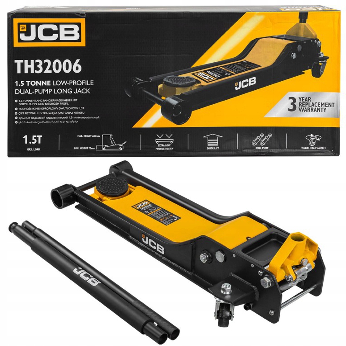 Garážový automobilový zdvihák žaba dvojpiestový 1.5T guma Jcb