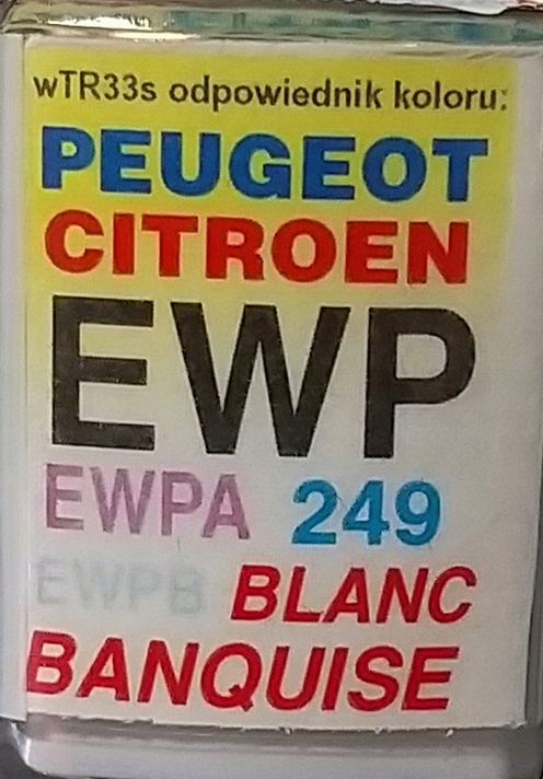 

Zaprawka Lakiernicza Peugeot Ewp blanc banqui 249A