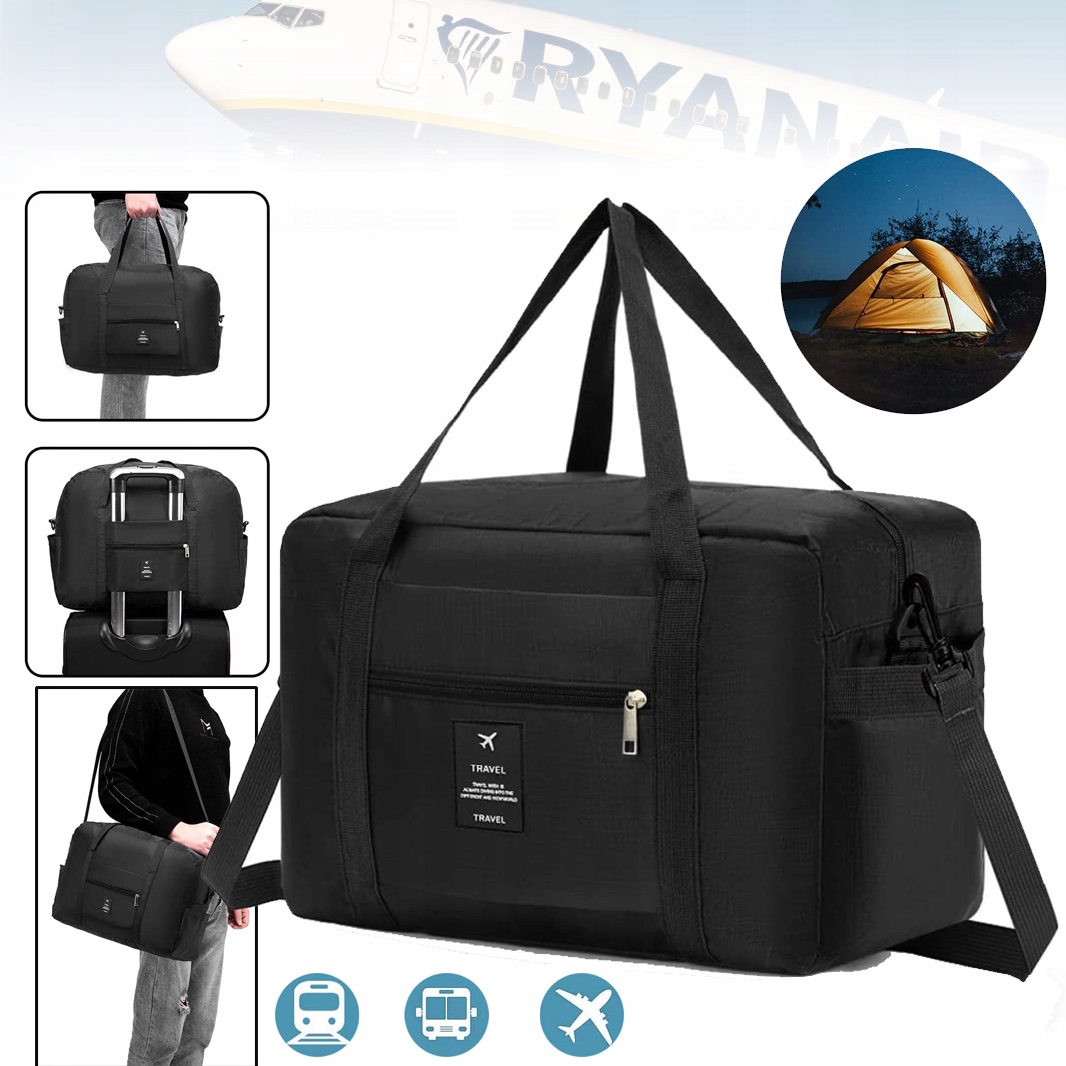 SKŁADANA TORBA PODRÓŻNA WALIZKA TORBA KABINOWA NA BAGAŻ RĘCZNY 40X20X25