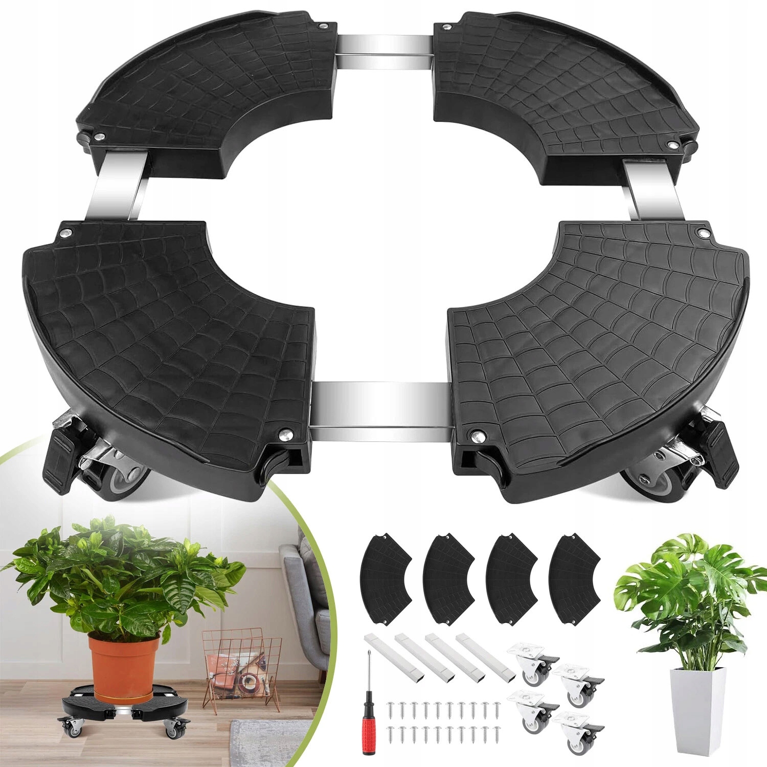 Plošina Základna S Kolečky 300 Kg Nerezová Ocel Pro Velké Rostliny Snadná