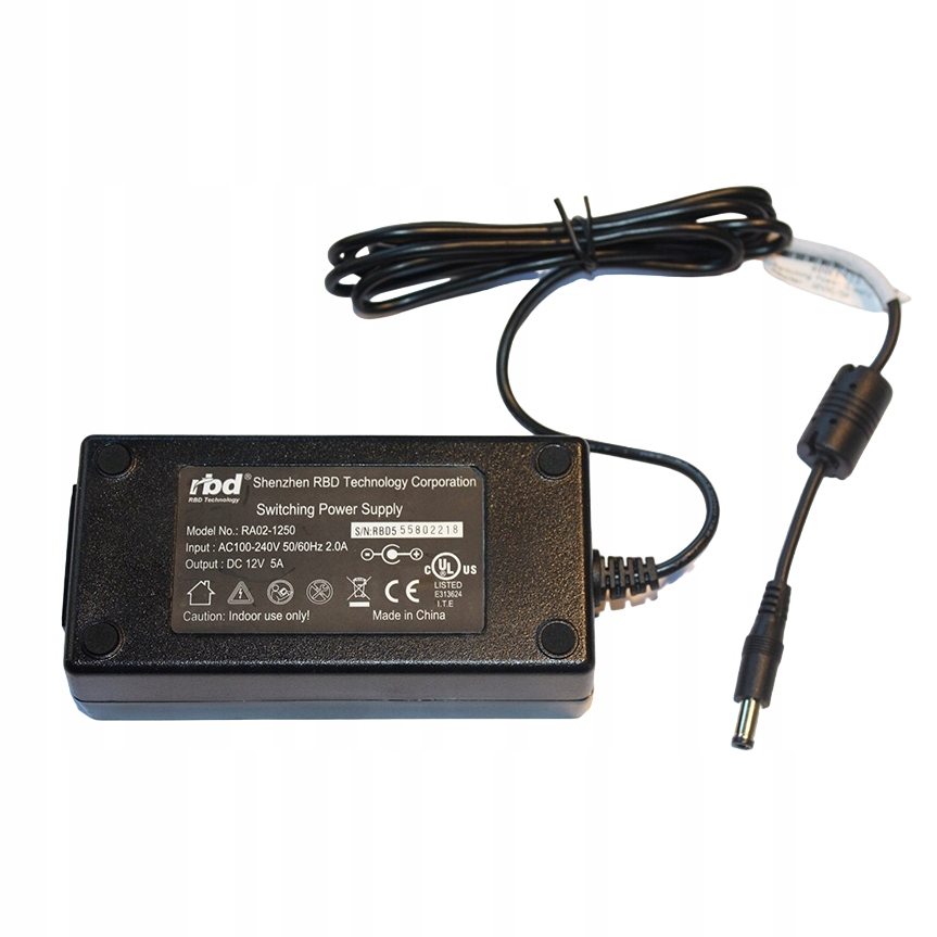 Zasilacz impulsowy DC 12V 5A 60W 5.5/2.5 rbd EAN (GTIN) 5904215744191