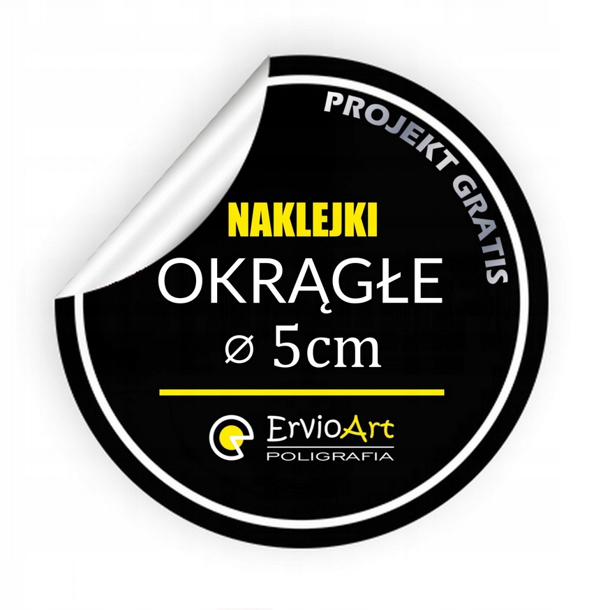 NAKLEJKI OKRĄGŁE wlepki samoprzylepne 200 szt. średnica 50mm 5cm PROJEKT
