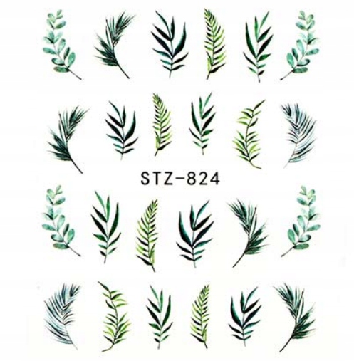 STZ-824 NAKLEJKI WODNE NA PAZNOKCIE LIŚCIE
