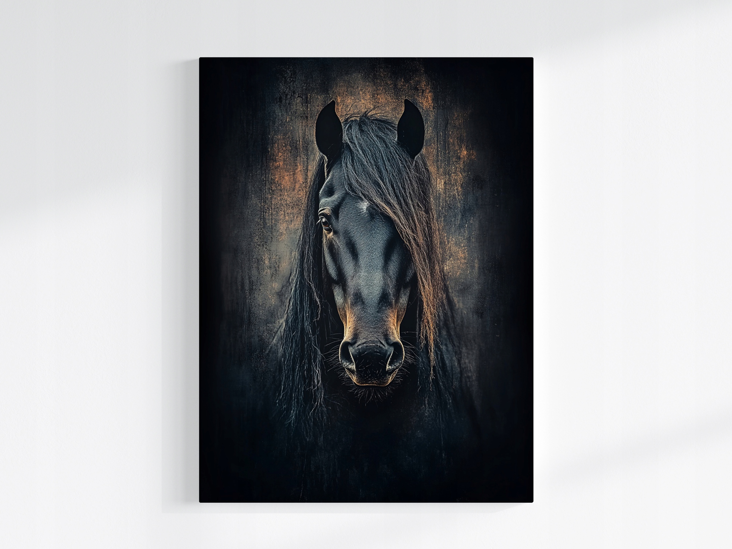 Obraz Na Plátně Canvas Foto Portrét Zvíře Černý Kůň Rumák Hříva 60x80