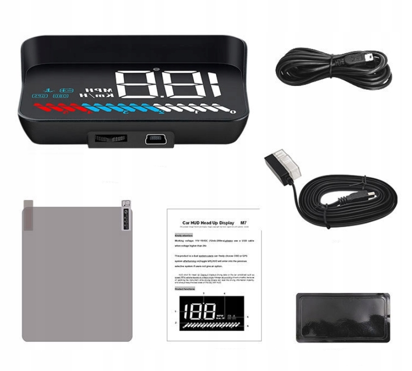 WYŚWIETLACZ PROJEKTOR LED LCD HUD OBD2 GPS USB M7 Stan opakowania oryginalne