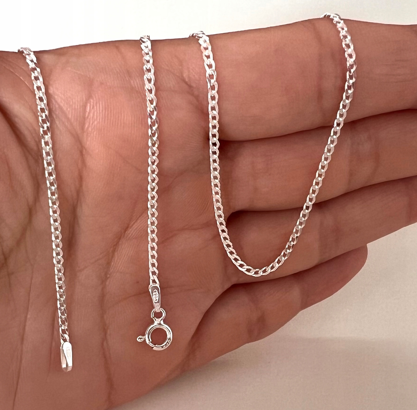 SREBRNY MĘSKI ŁAŃCUSZEK PANCERKA 45cm SREBRO pełne próba 925 Długość całkowita 45 cm