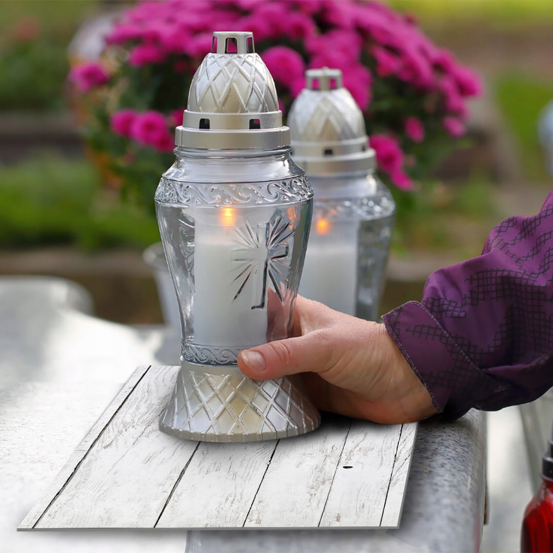 SZKLANA PODSTAWKA POD ZNICZE 60x30cm Deski 102d Szerokość produktu 30 cm