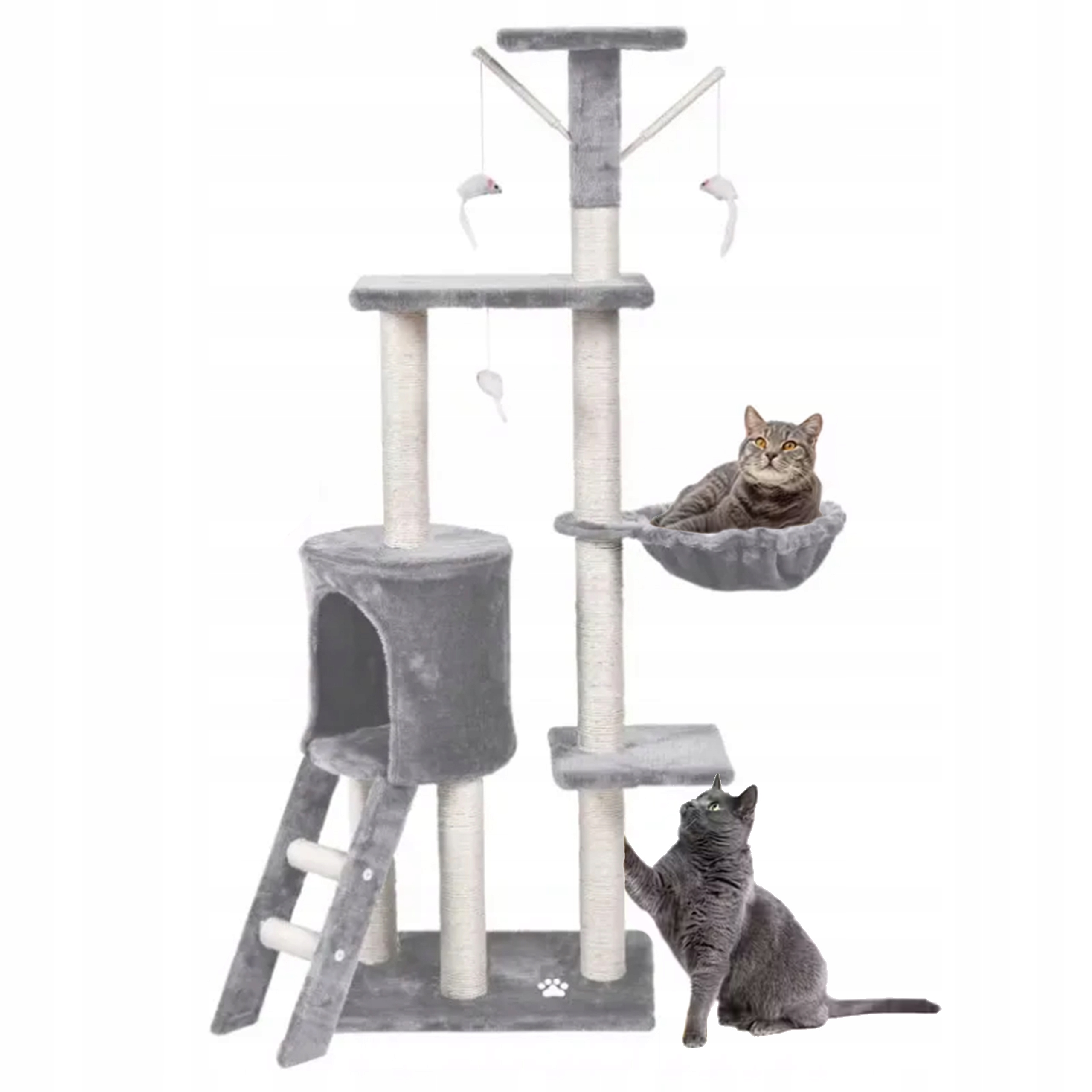 Drapak Dla Kota XXL Duży Wysoki Z Legowiskiem Zabawkami Budka Domek Poziomy