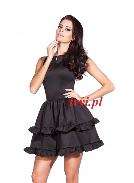 Černá Rozevřená Šaty S Volánky, Velikost M