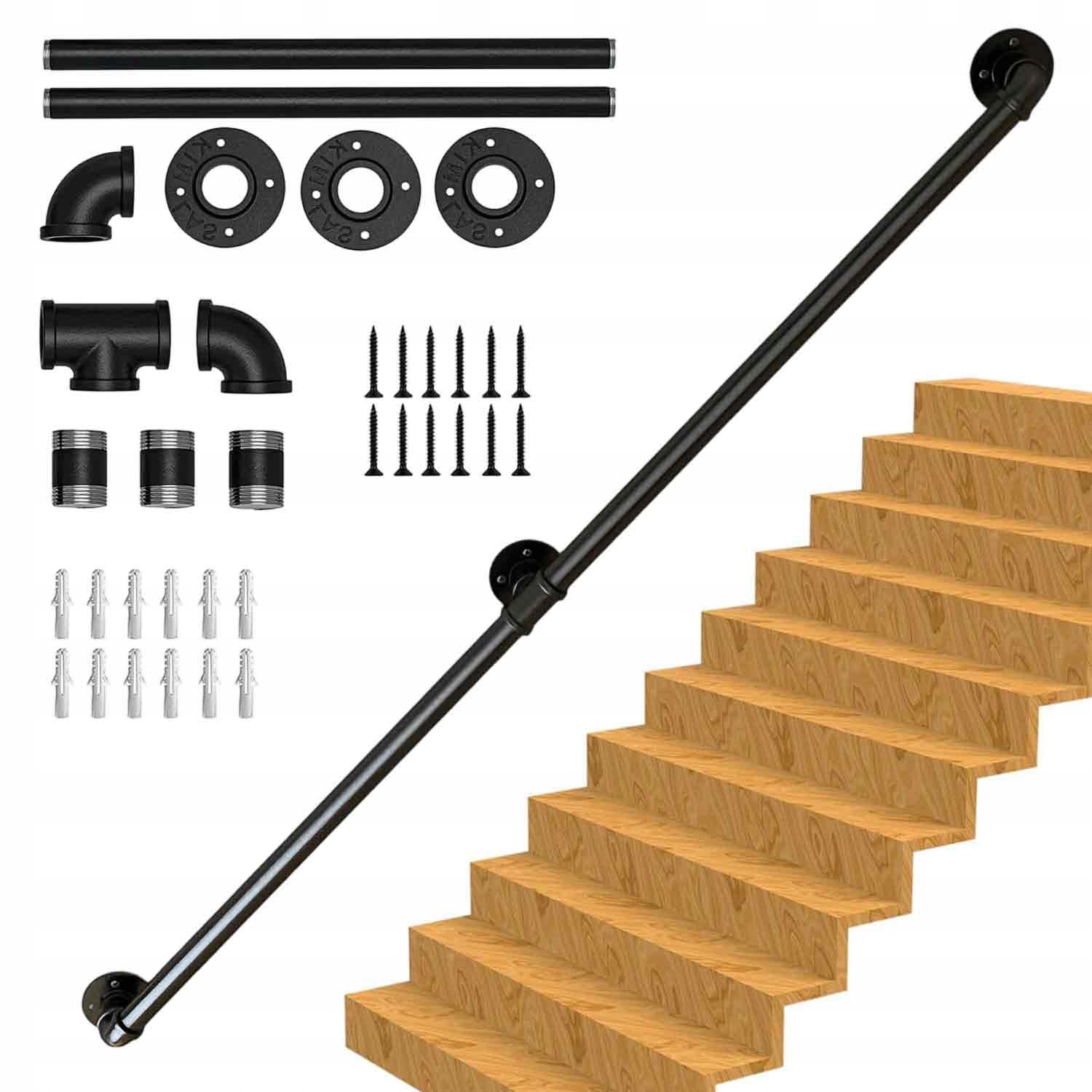 Schodišťové Zábradlí Na Schody Držák Černý Mat Fi 30MM 150CM