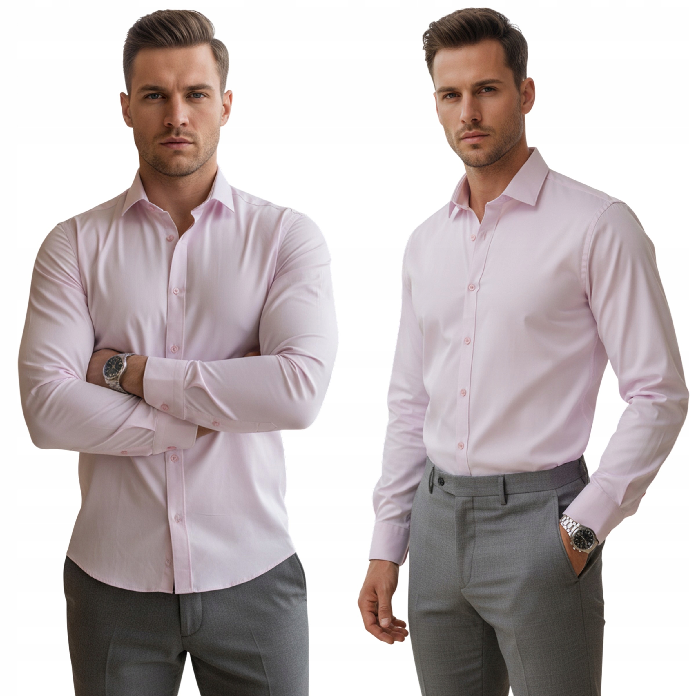 Koszula męska slim długi rękaw jasnofioletowa DX2683 3XL