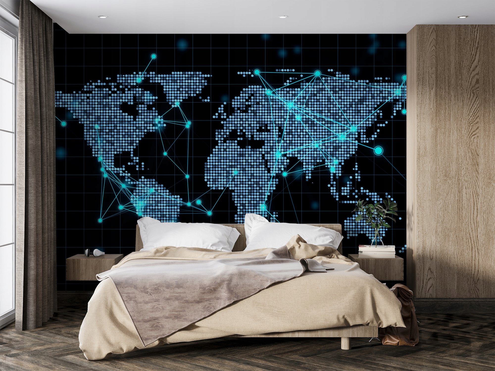 Fototapeta Samoprzylepna Mapa Swiata Telekomunik Do Sypialni Salonu 300x210