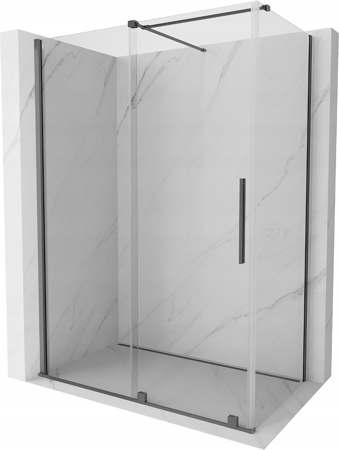Sprchový kout Mexen Velar 150x90 cm, gun metal, transparentní sklo