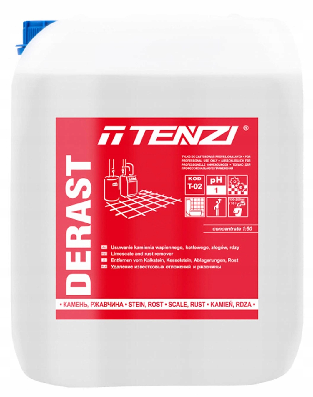 Levně Tenzi – Derast – Kapalina S Kyselinou Odstraňuje Vodní Kámen A Rez – 10 L