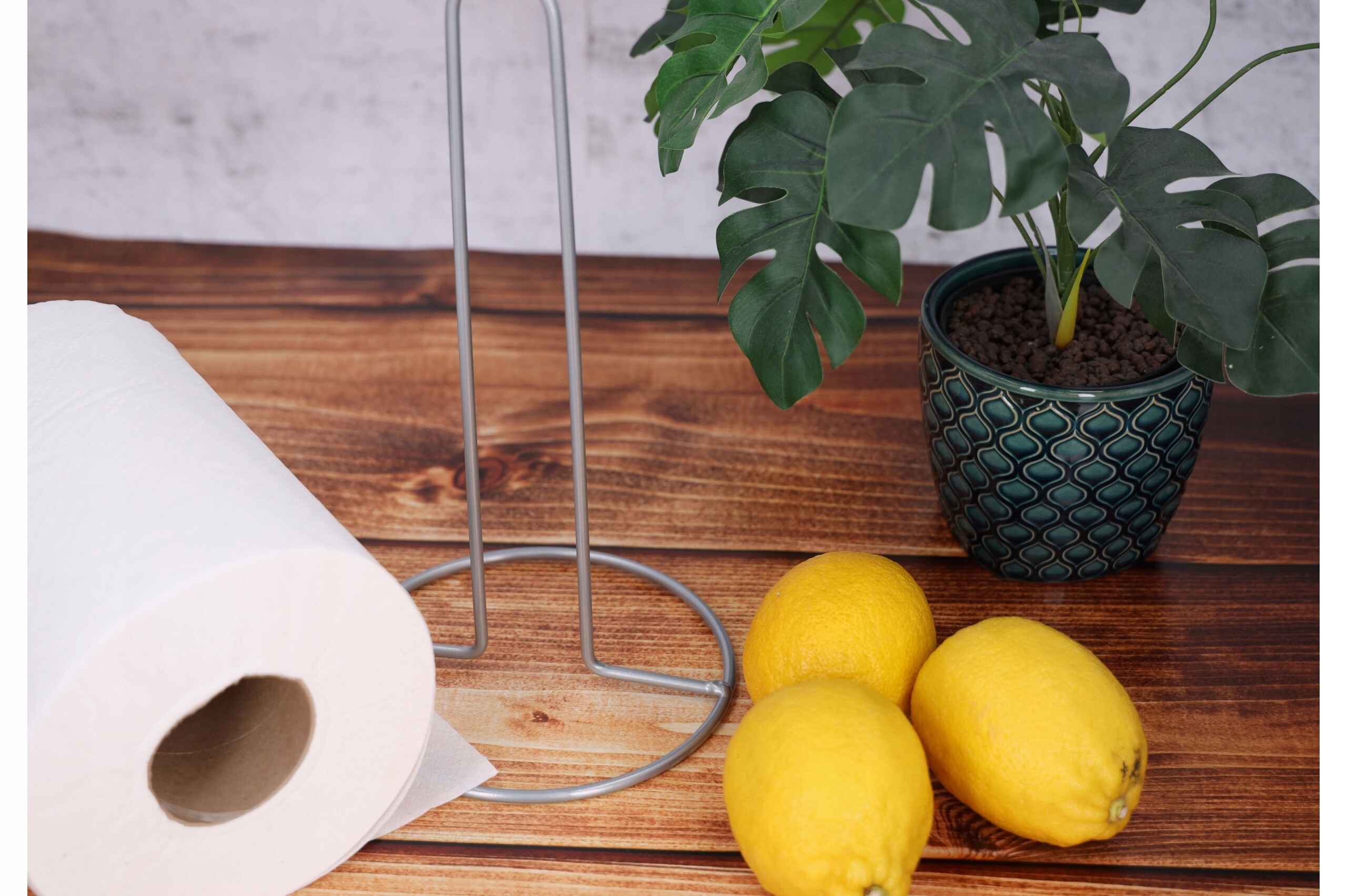 STOJAK NA RECZNIK PAPIEROWY metalowy srebrny uniwersalny do kuchni LOFT Szerokość produktu 16 cm