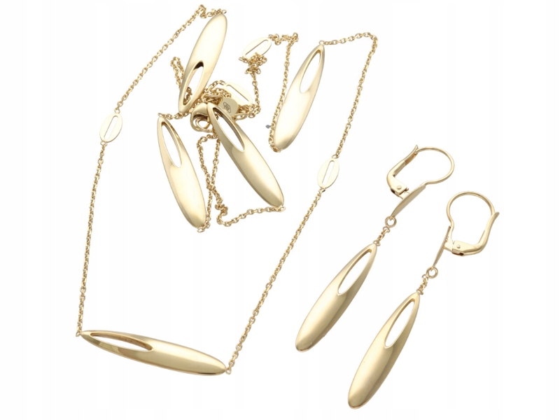 Zlatá souprava šperků 585 slzičky visací 10,94g módní sada šperků 14k