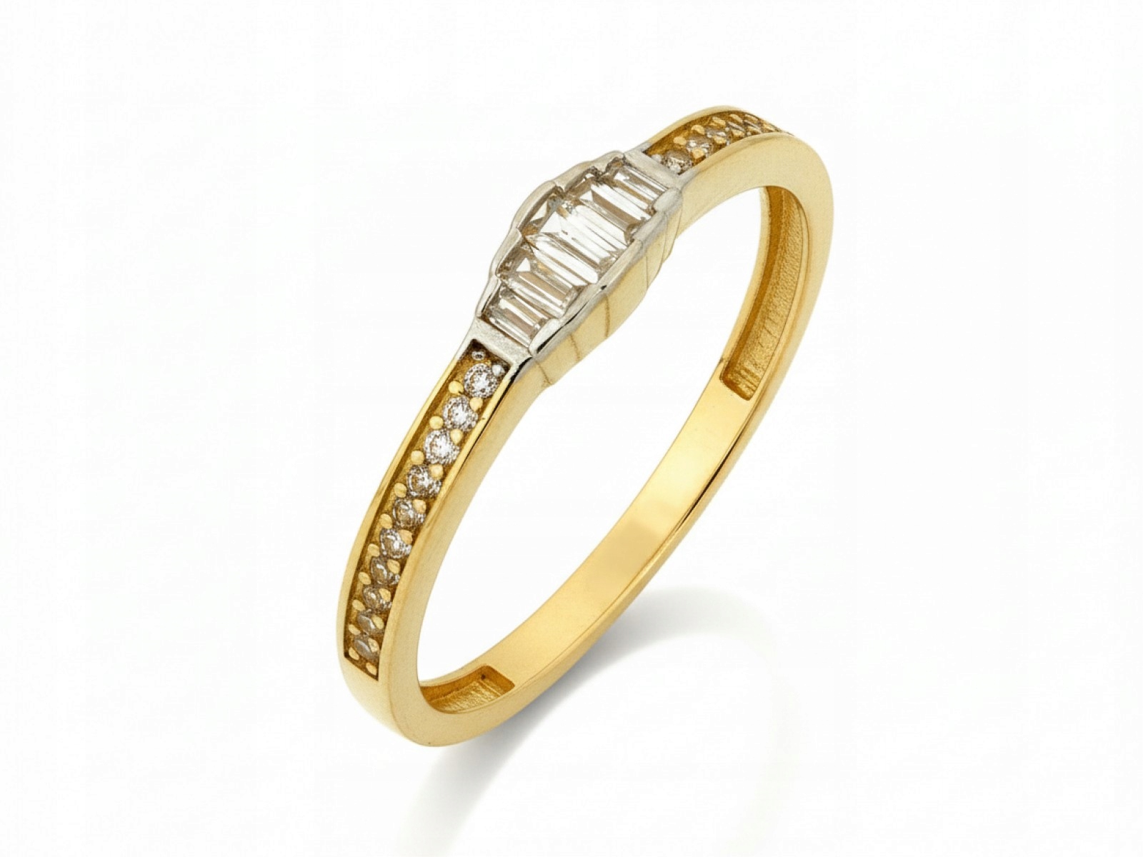 Prstýnek 585 moderní s Bílými zirkony r11 dárek 1.43 g